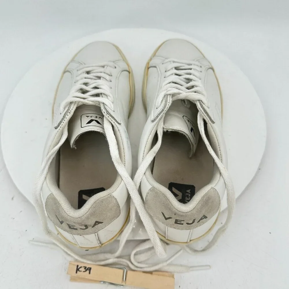 Veja Esplar Women Size 8 Extra White Leather V stitch Logo Lace Up Training Shoe - Picture 9 of 11
